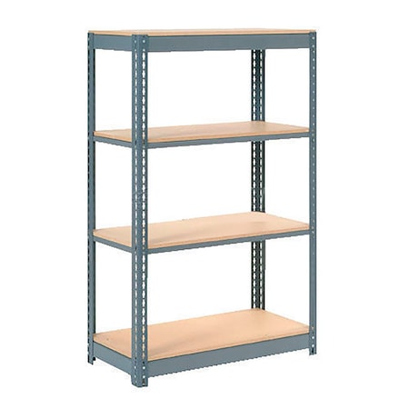 Global Industrial Heavy Duty Shelving 36W x 18D x 60H With 4 Shelves, Wood Deck, Gray B2297476